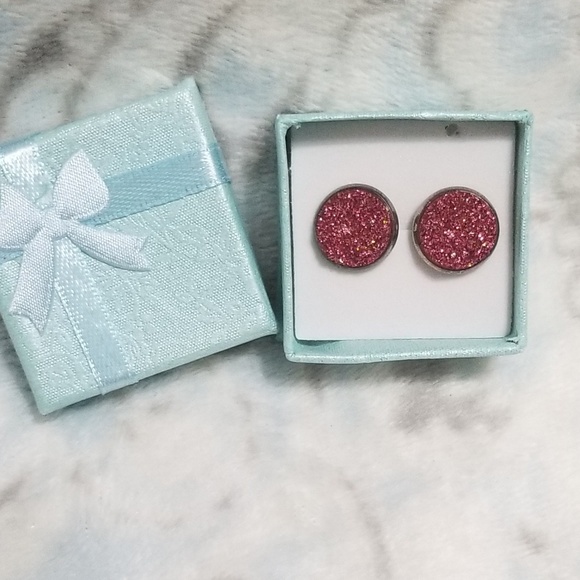 Red Drusy Earrings - Picture 1 of 3